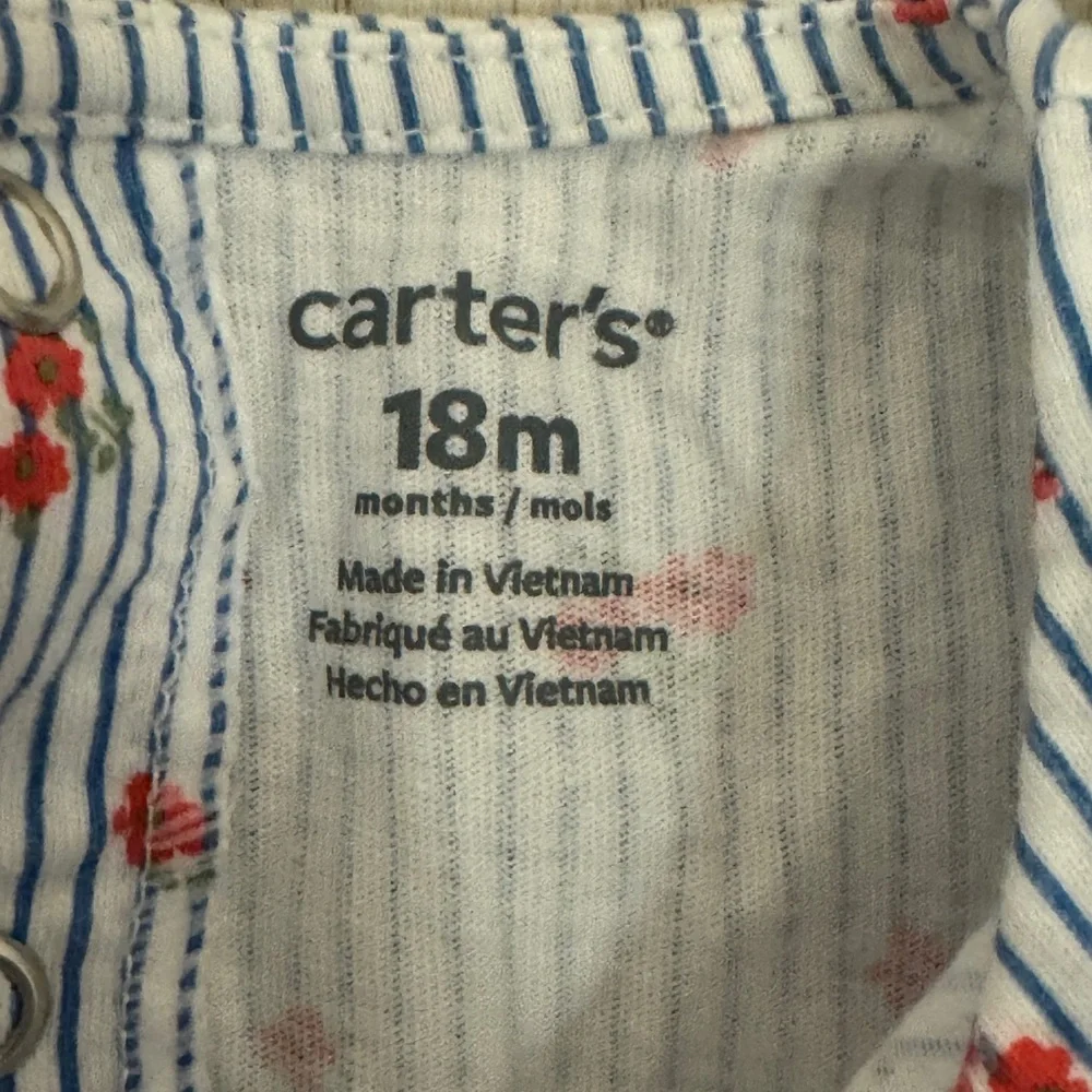 Carter's Blue and Red floral  Print Blouse with Smocked Detail